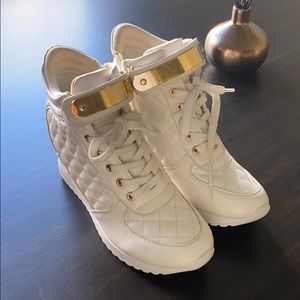 White sneaker wedges